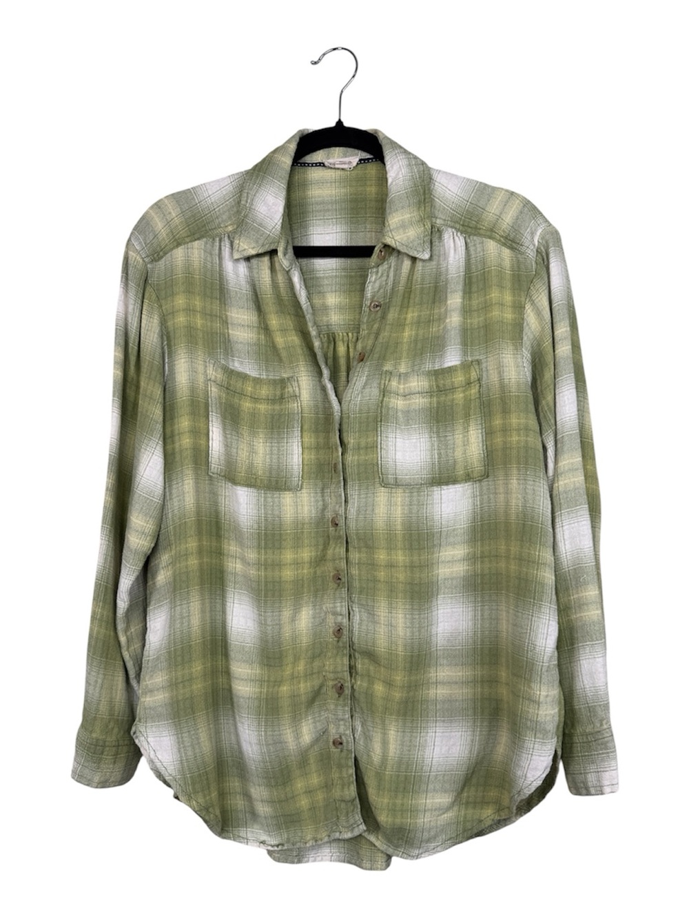 Pilcro Green Plaid Button Down Shirt Womens S Fall Boho Casual Classic Anthro